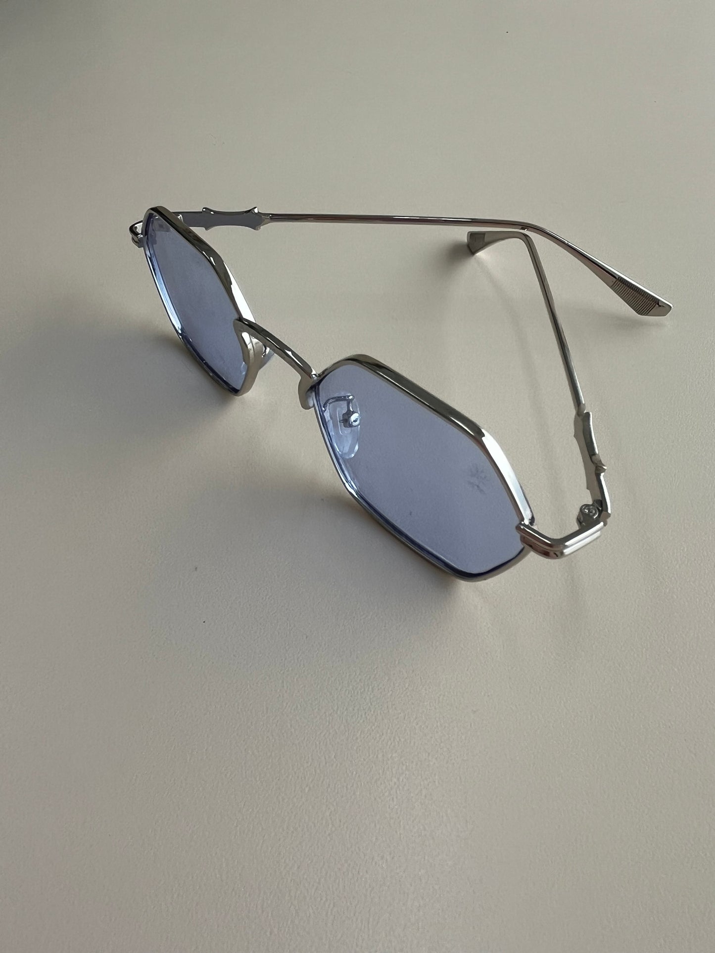 Hexagonal lente terapêutica azul